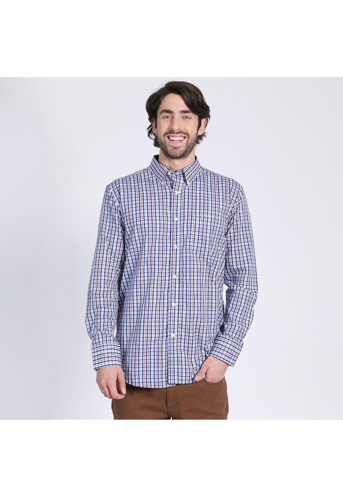 Camisa Manga Larga Fantasía Premium Regular Fit Botón Cuello Blanco-2