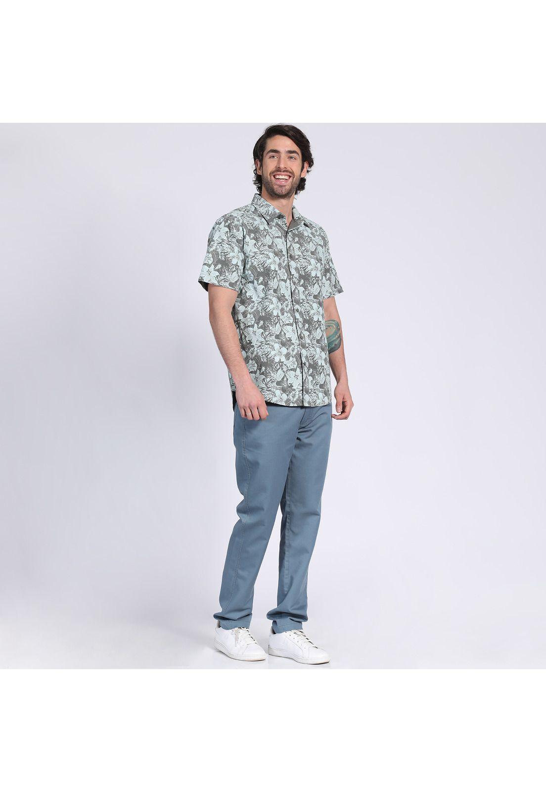 Camisa Manga Corta Guayabera Regular Fit Cuello Semi Italiano Verde musgo-0