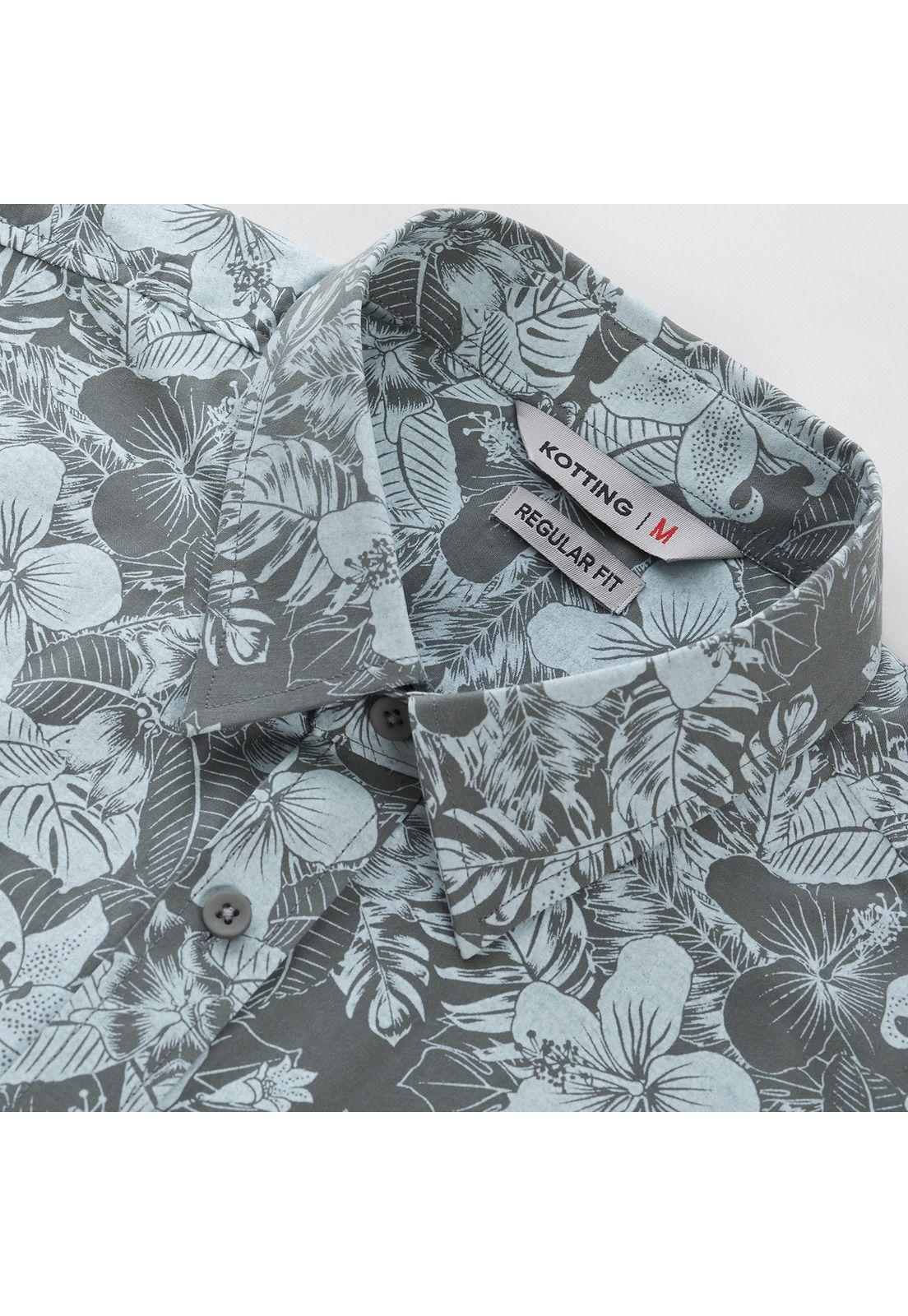 Camisa Manga Corta Guayabera Regular Fit Cuello Semi Italiano Verde musgo-3