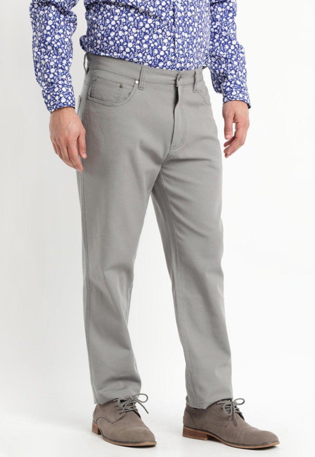Pantalon Canvas 5 Bolsillos Spandex Gris-0