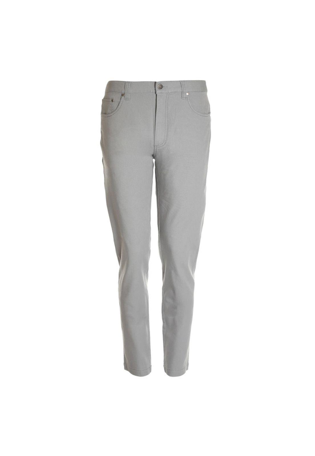Pantalon Canvas 5 Bolsillos Spandex Gris-3