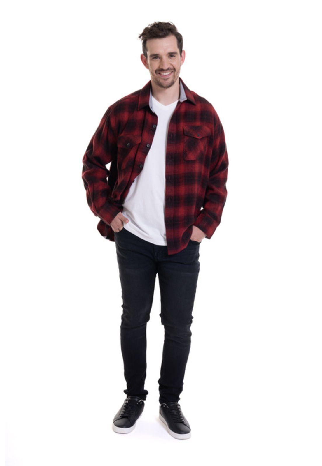 Camisa Leñadora Rojo Oscuro-2