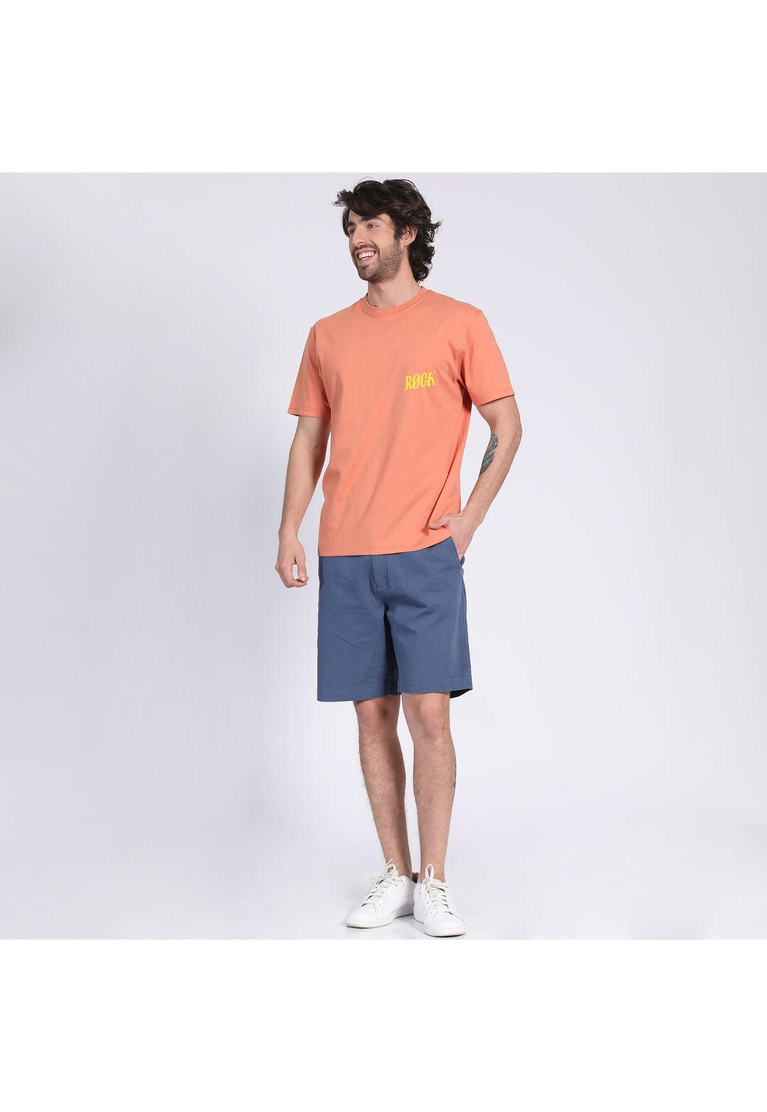 Polera Manga Corta Jersey Estampada Cuello Redondo Durazno-0