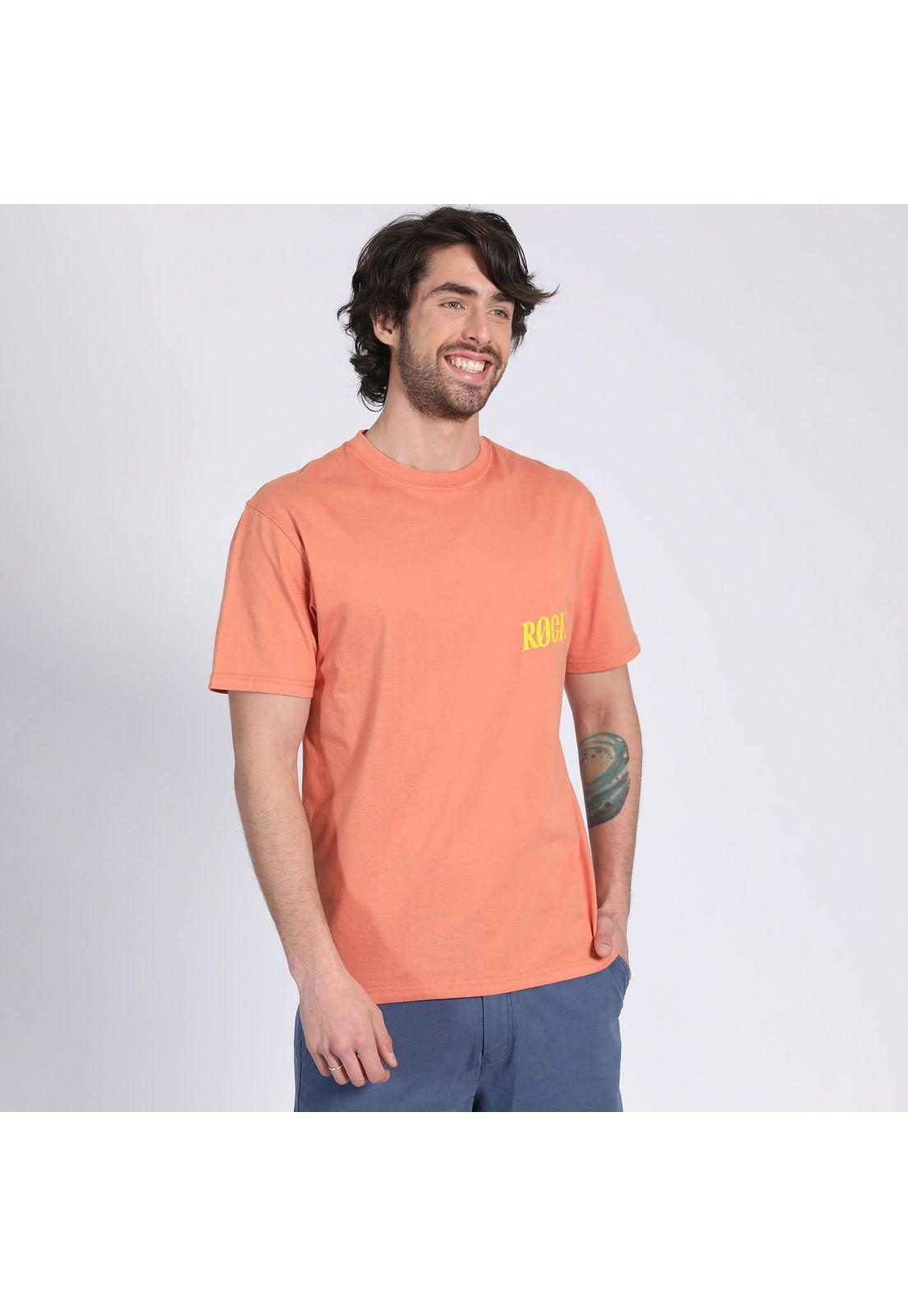 Polera Manga Corta Jersey Estampada Cuello Redondo Durazno-1