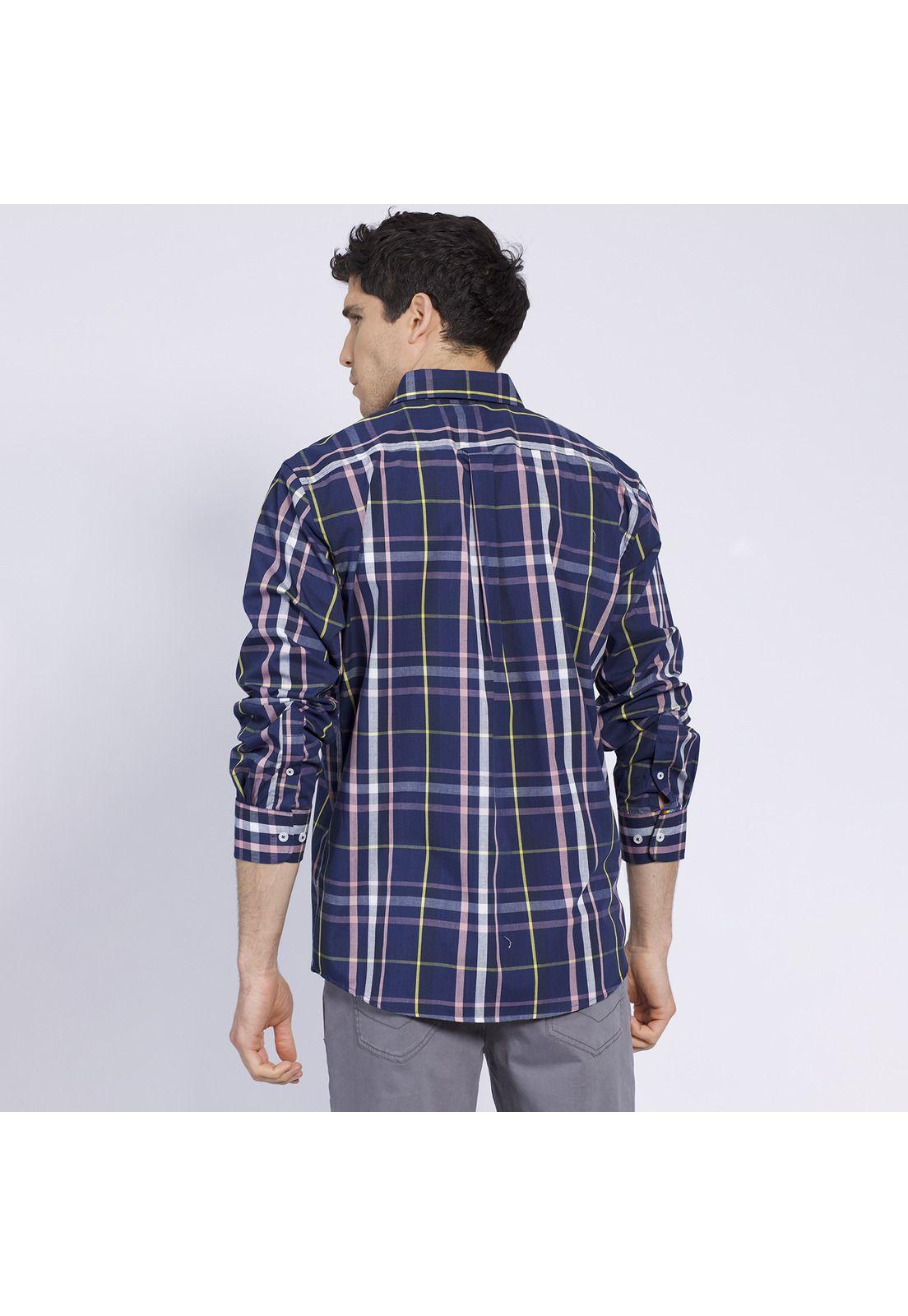 Camisa Manga Larga Trevira Fantasía Regular Fit Botón Cuello Azul marino-2