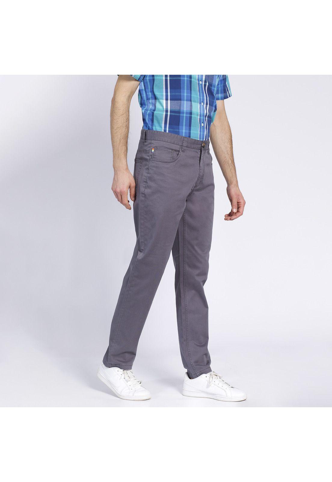 Pantalón Hombre 5 Bolsillos Slim Fit Spandex Gris Oscuro-1