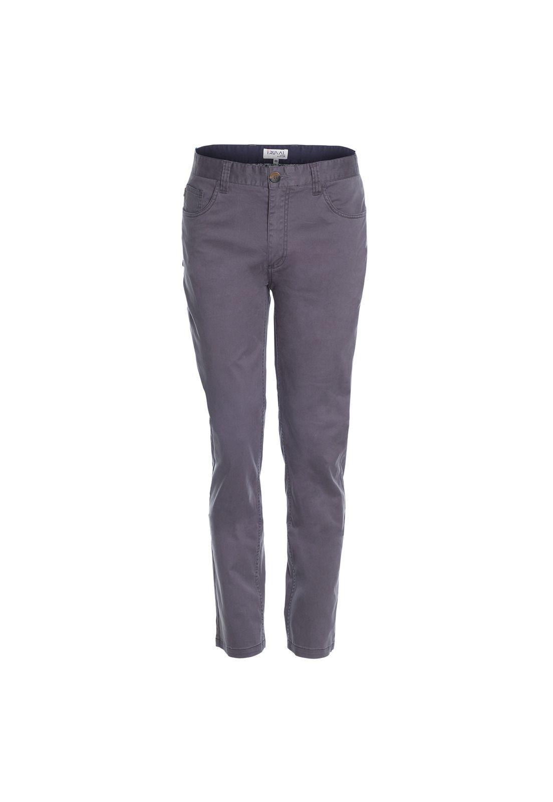 Pantalón Hombre 5 Bolsillos Slim Fit Spandex Gris Oscuro-3