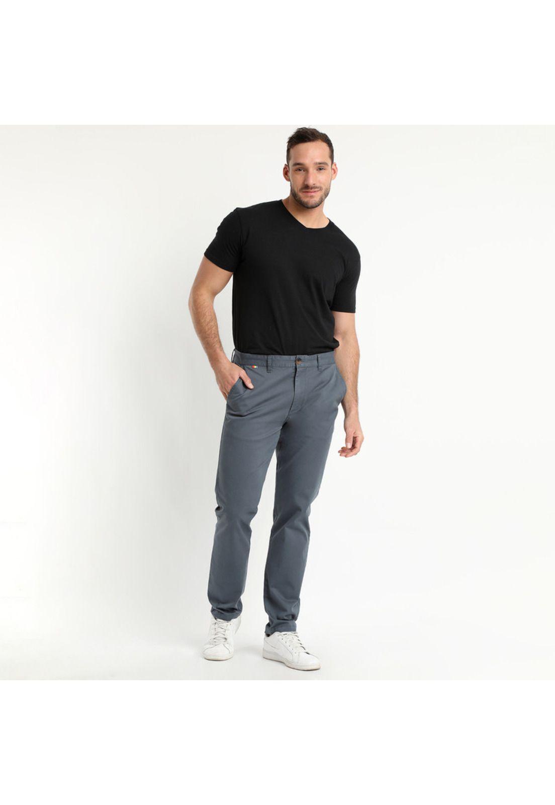 Pantalón Frente Plano Slim Fit Gris Medio-0