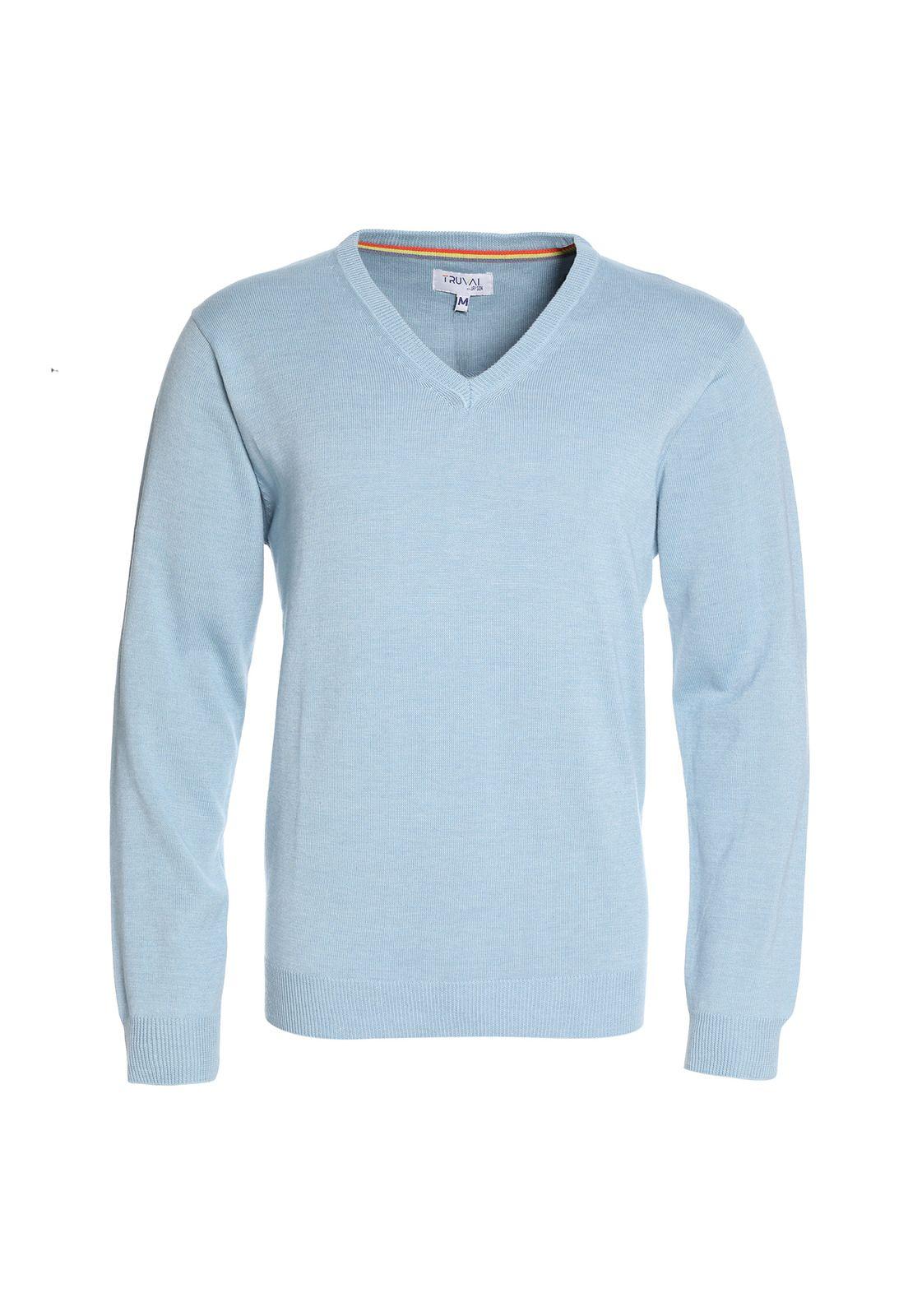 Sweater Cuello V Celeste-0