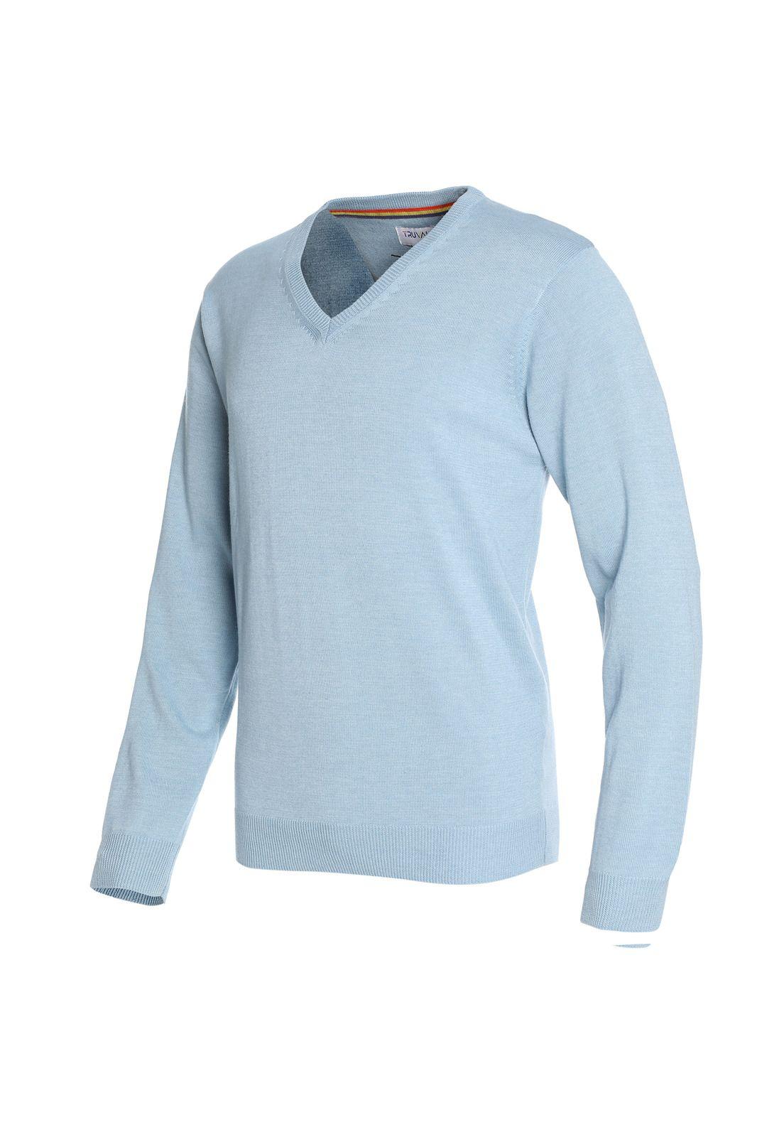 Sweater Cuello V Celeste-1