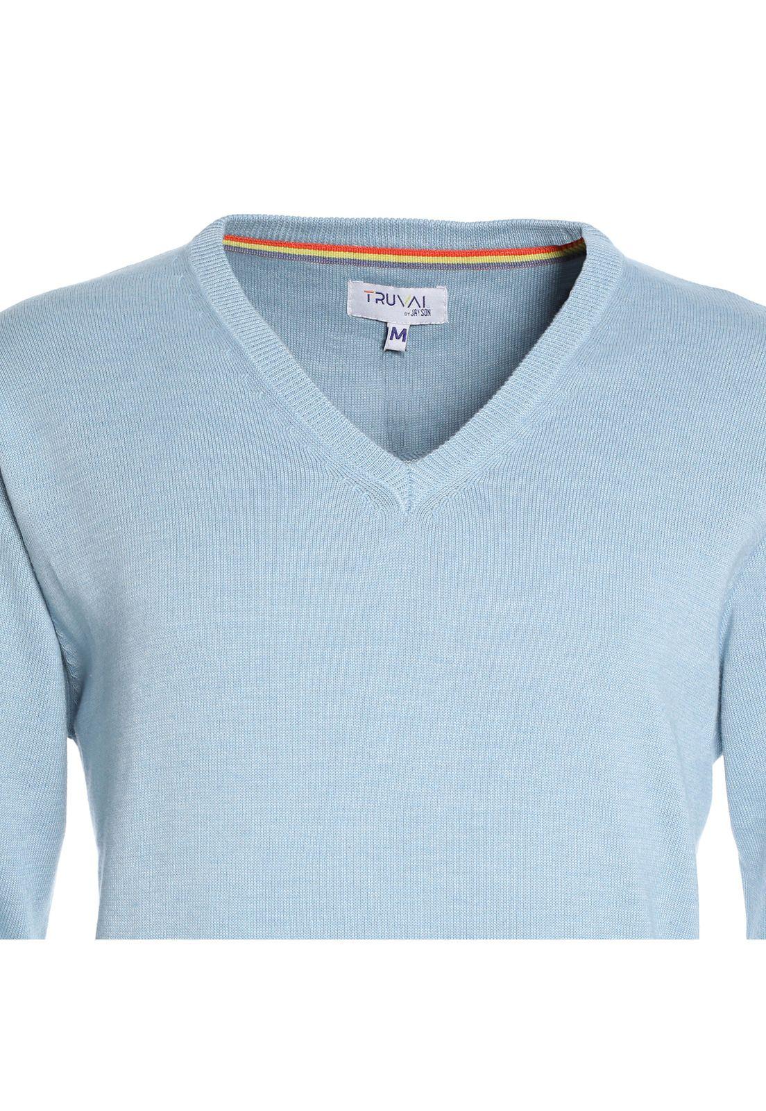 Sweater Cuello V Celeste-3