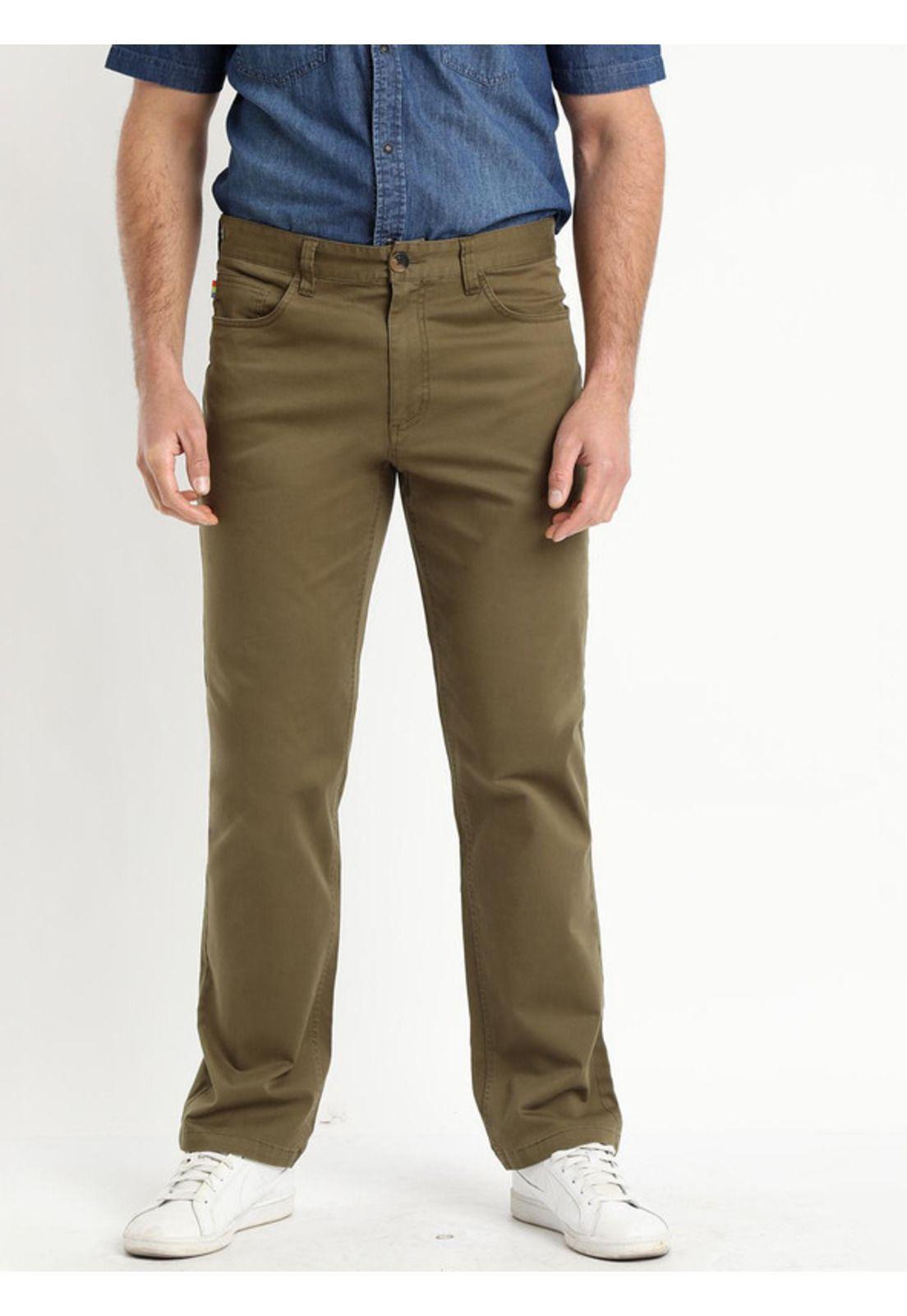 Pantalón Spandex 5 Bolsillos Regular Fit Oliva Oscuro-1