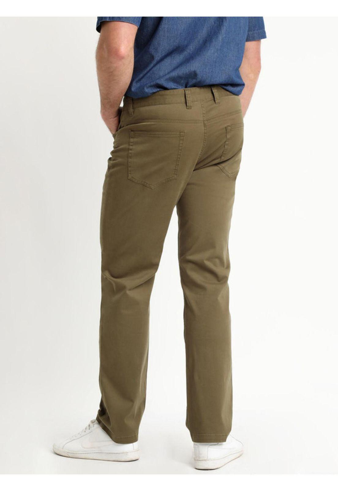 Pantalón Spandex 5 Bolsillos Regular Fit Oliva Oscuro-2