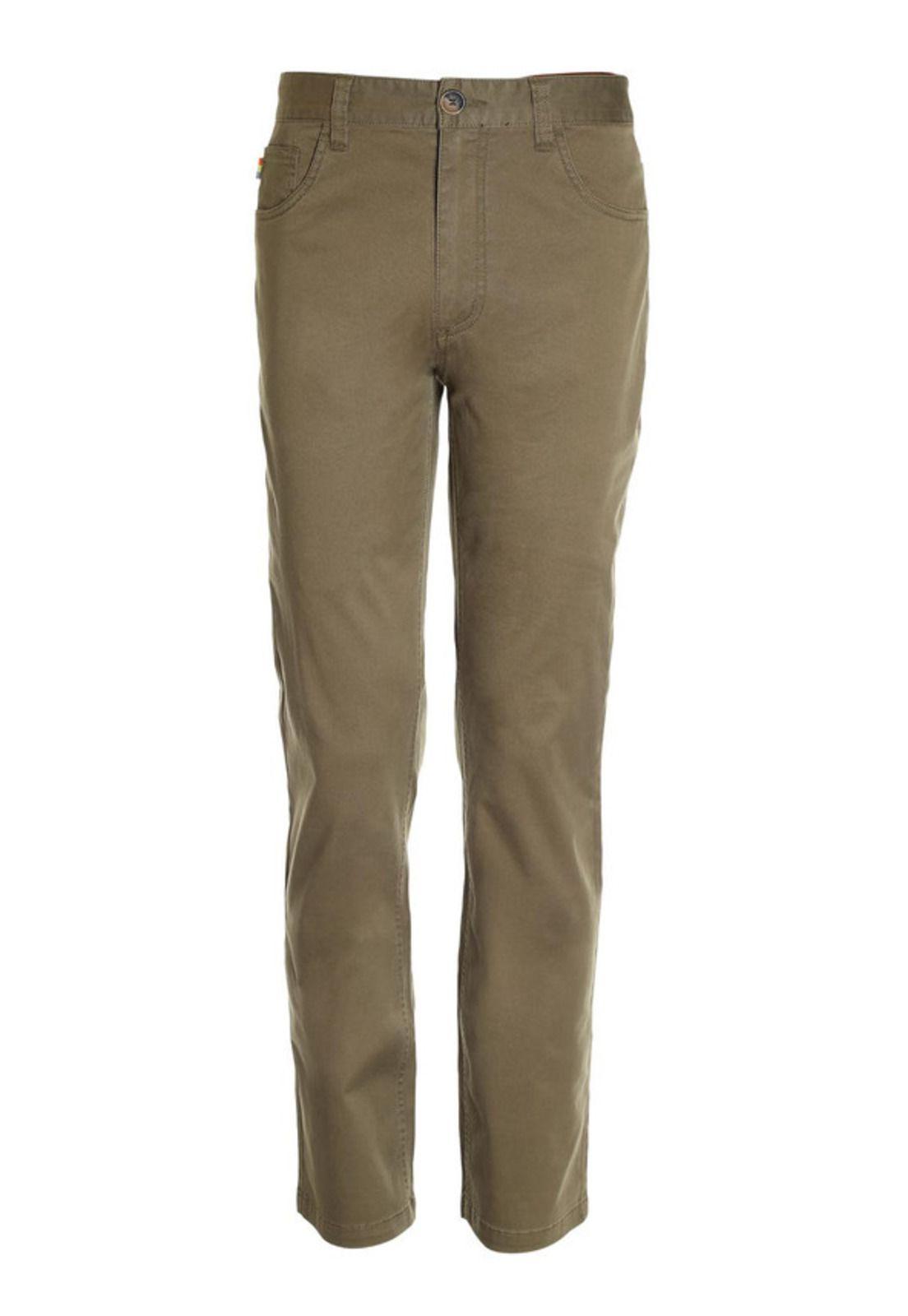 Pantalón Spandex 5 Bolsillos Regular Fit Oliva Oscuro-3