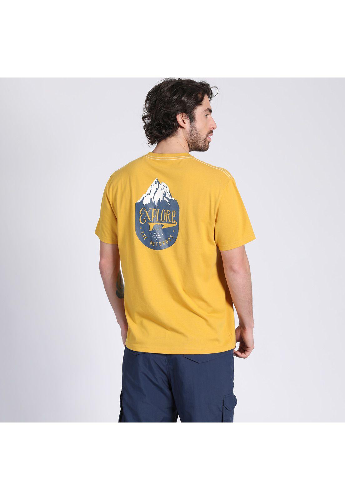 Polera Manga Corta Estampado Outdoor Ocre-2