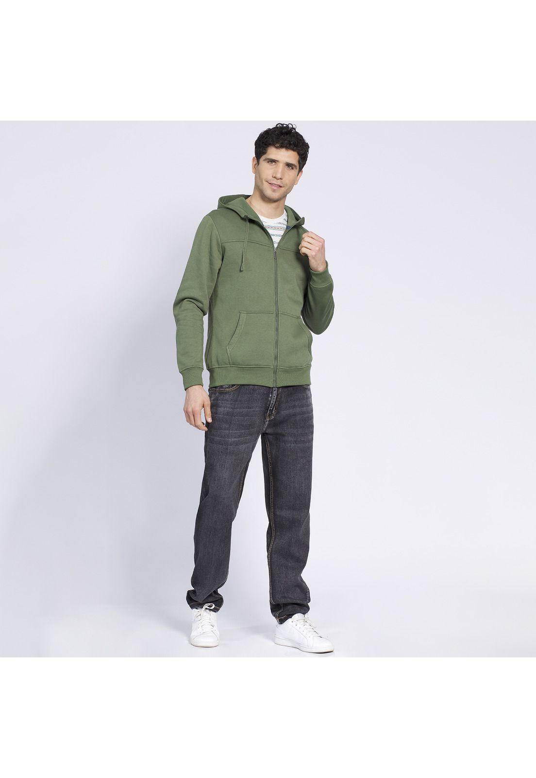 Polerón Hoodie Con Capucha Verde musgo-0