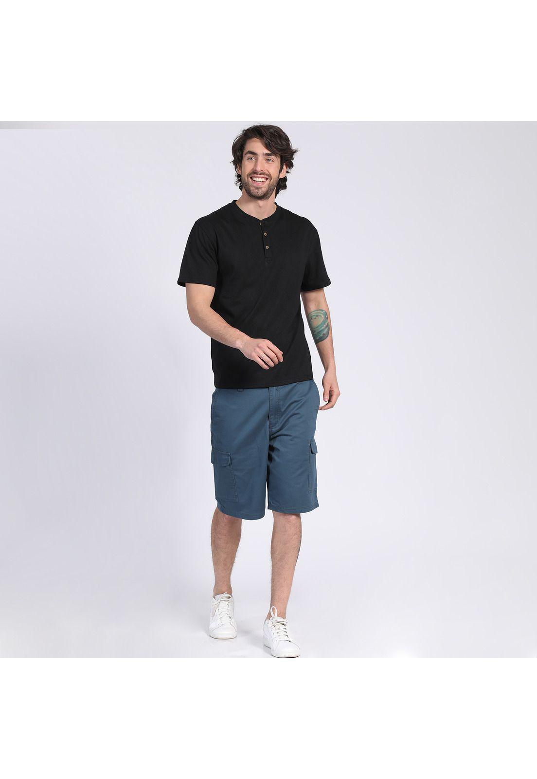 Polera Manga Corta Jersey Botónes Negro-0