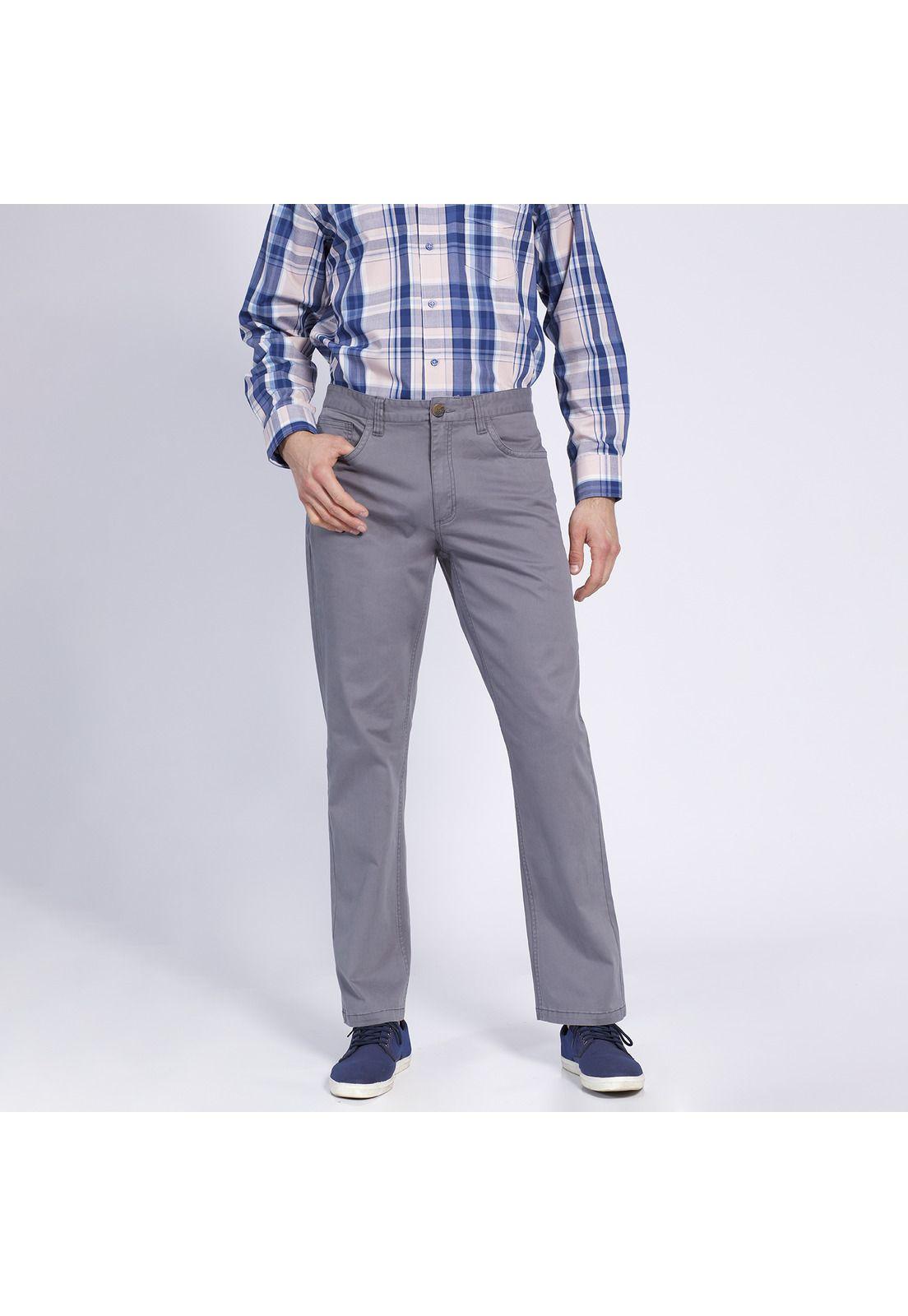 Pantalón Hombre 5 Bolsillos Regular Fit Spandex Gris-1
