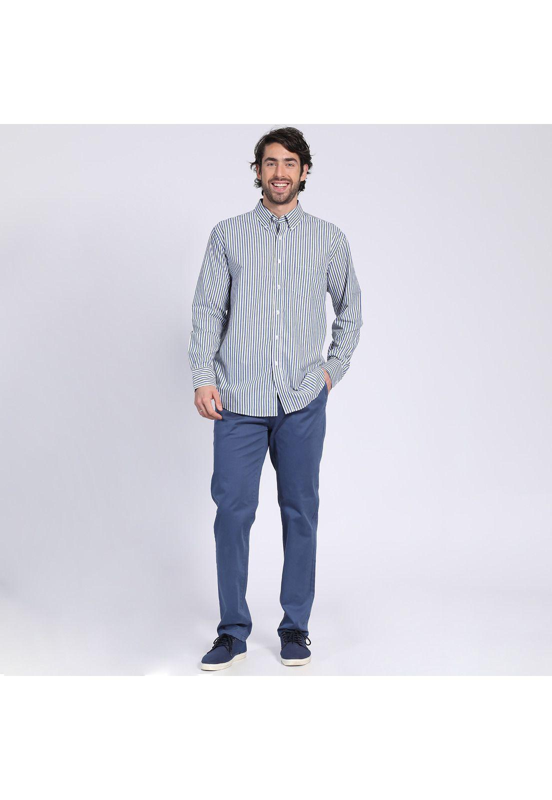 Camisa Manga Larga Fantasía Premium Regular Fit Botón Cuello Verde musgo-0