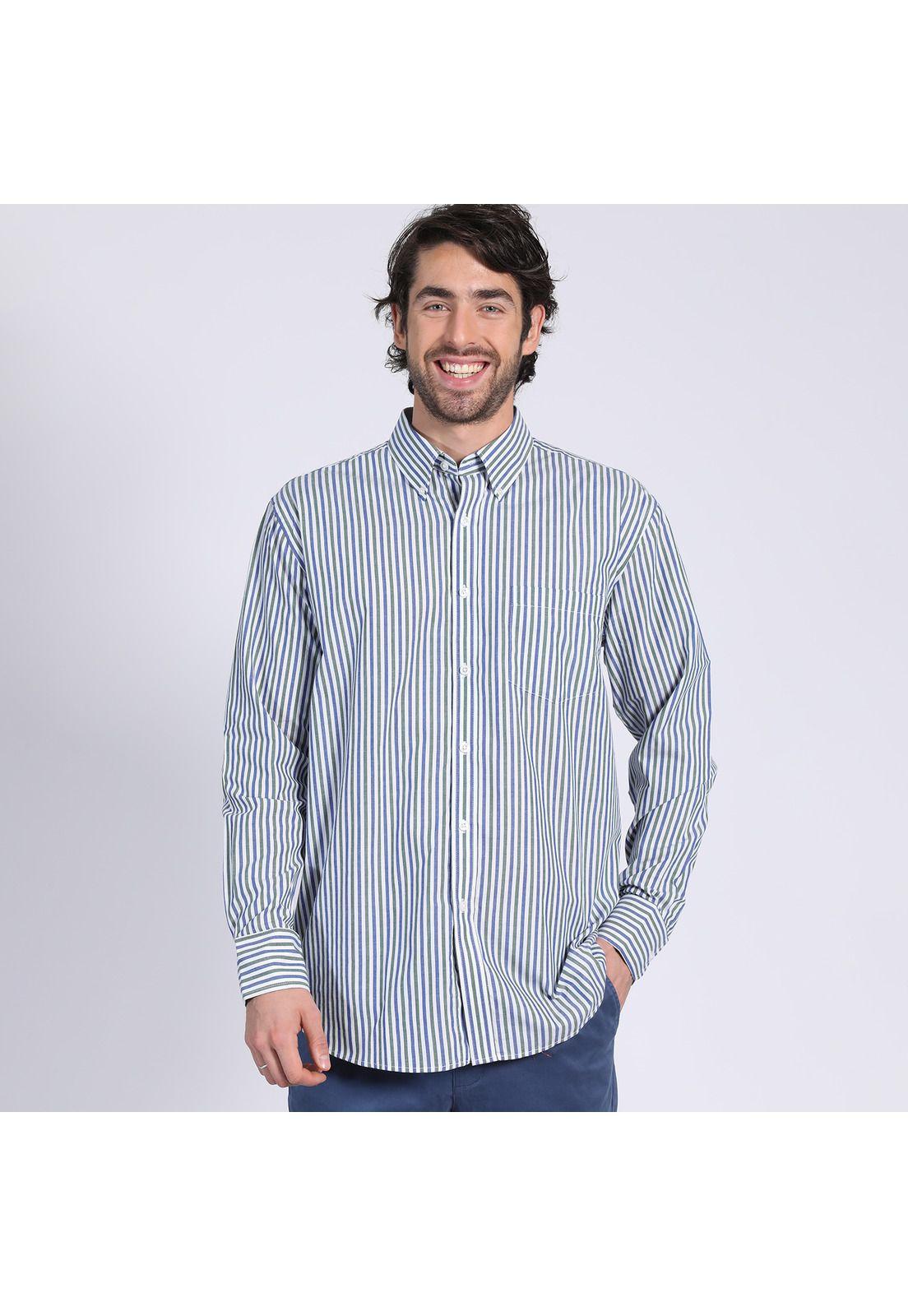 Camisa Manga Larga Fantasía Premium Regular Fit Botón Cuello Verde musgo-2