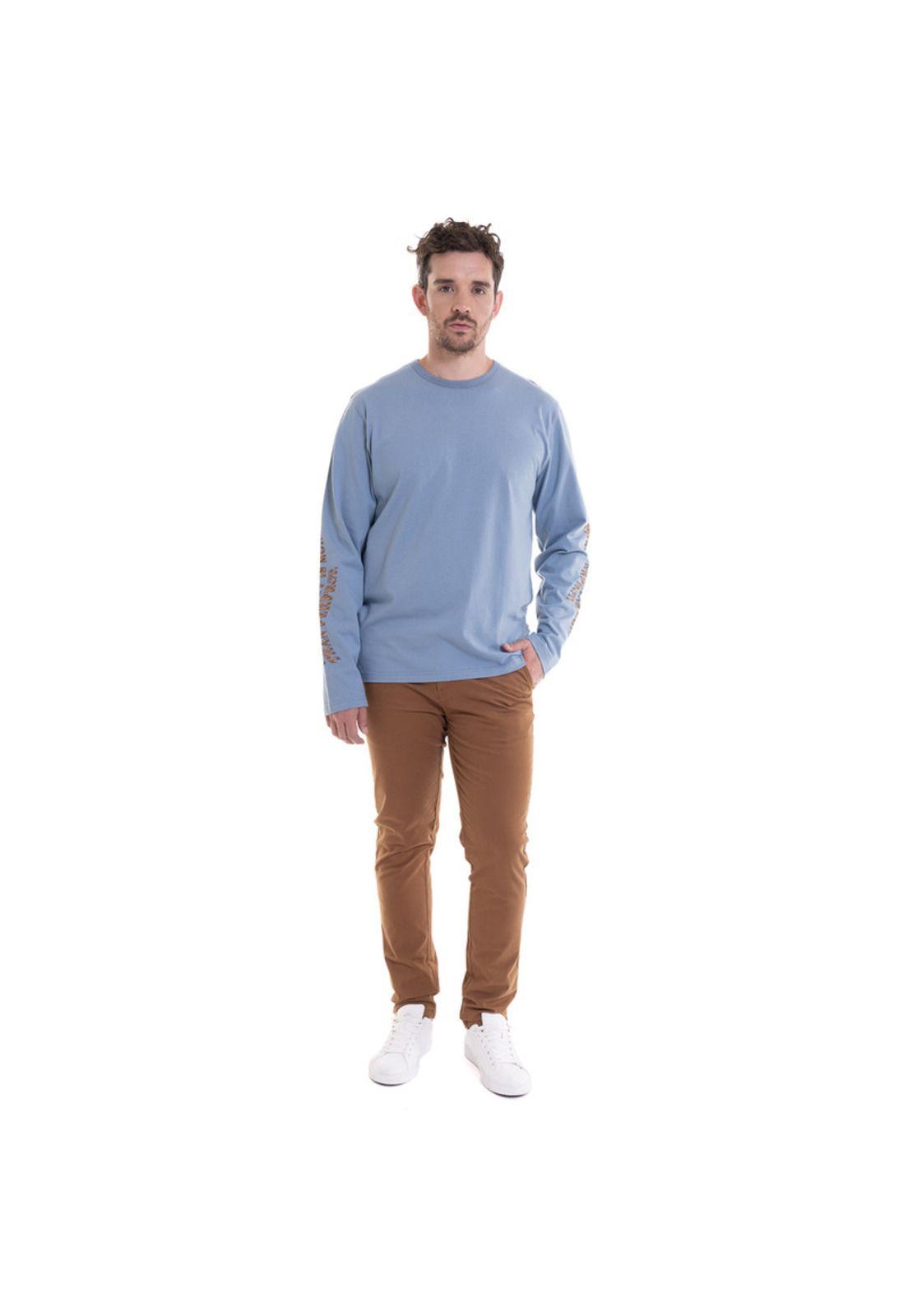 Polera Mangas Estampadas Celeste-2