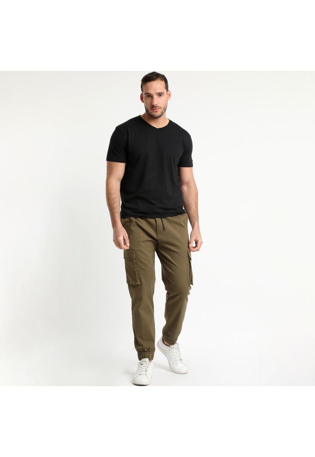 Polera Manga Corta Cuello V Gris Oscuro-0