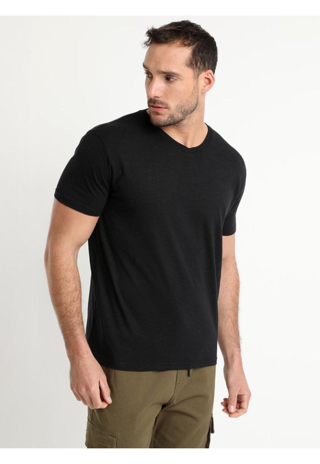 Polera Manga Corta Cuello V Gris Oscuro-1