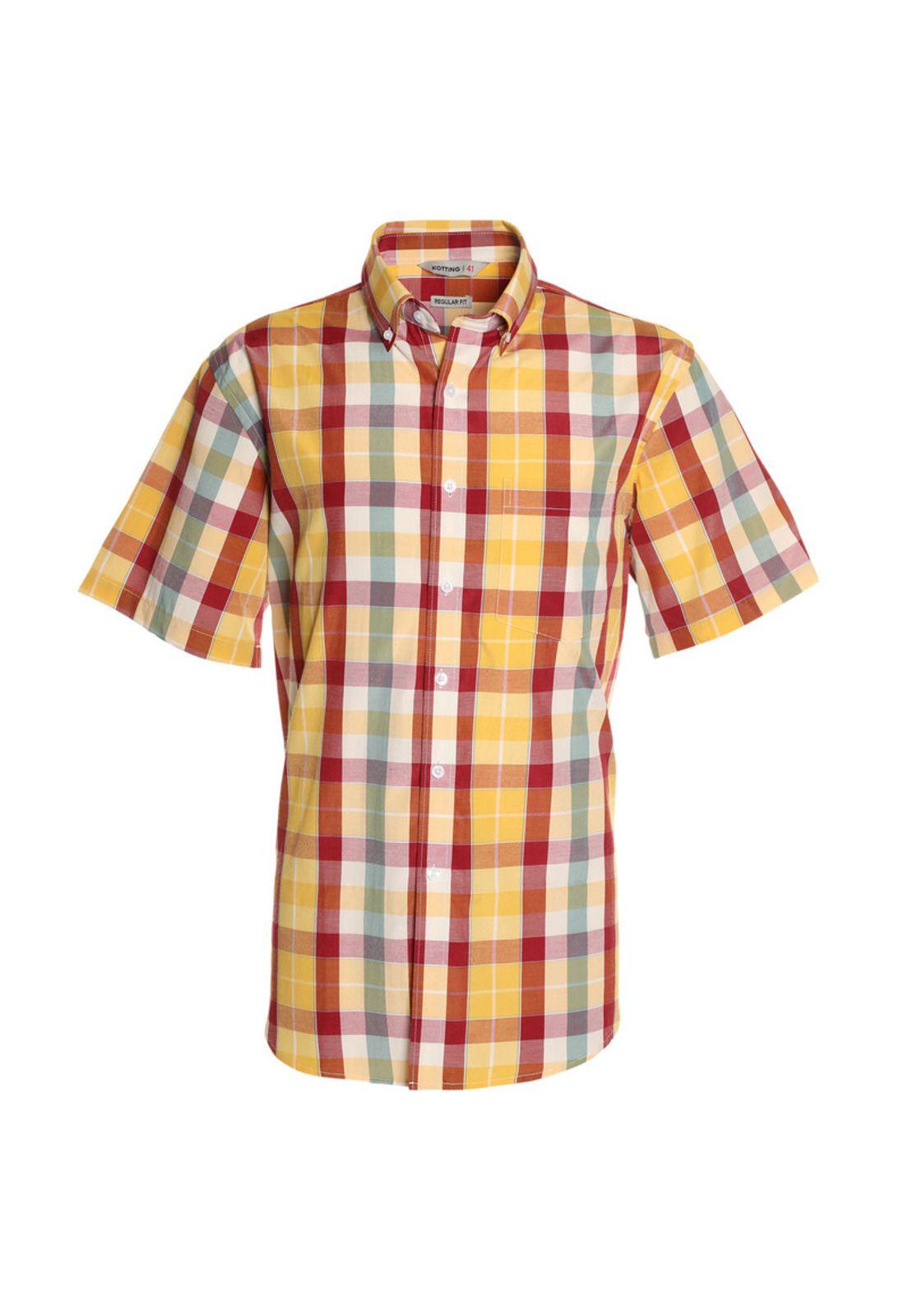 Camisa Fantasia Clasica Manga Corta Boton Cuello Amarillo-3