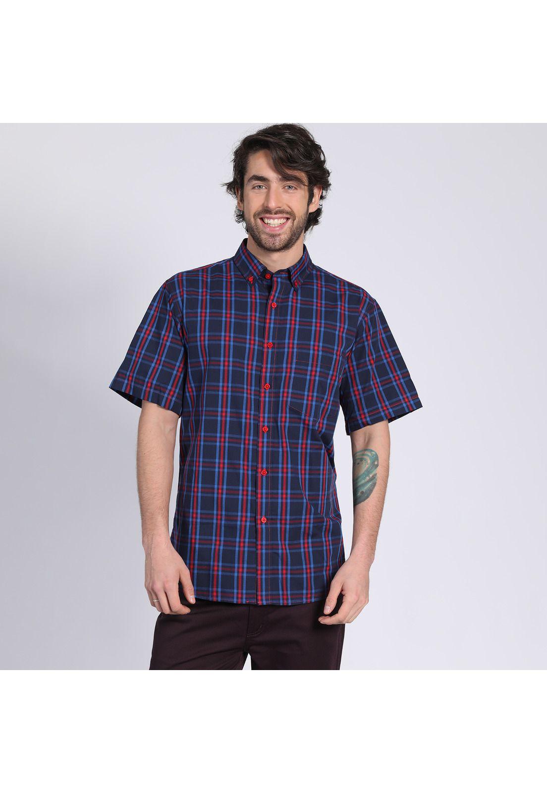 Camisa Manga Corta Fantasía Premium Botón Cuello Regular Fit Botón Cuello Negro-0