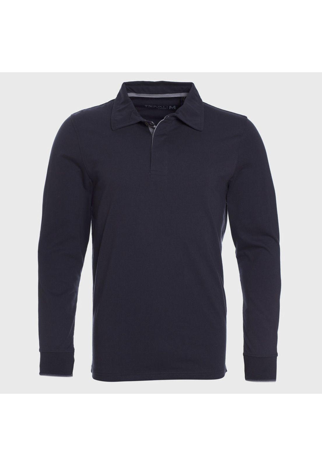 Polera Manga Larga Cuello Camisero Regular Fit-0