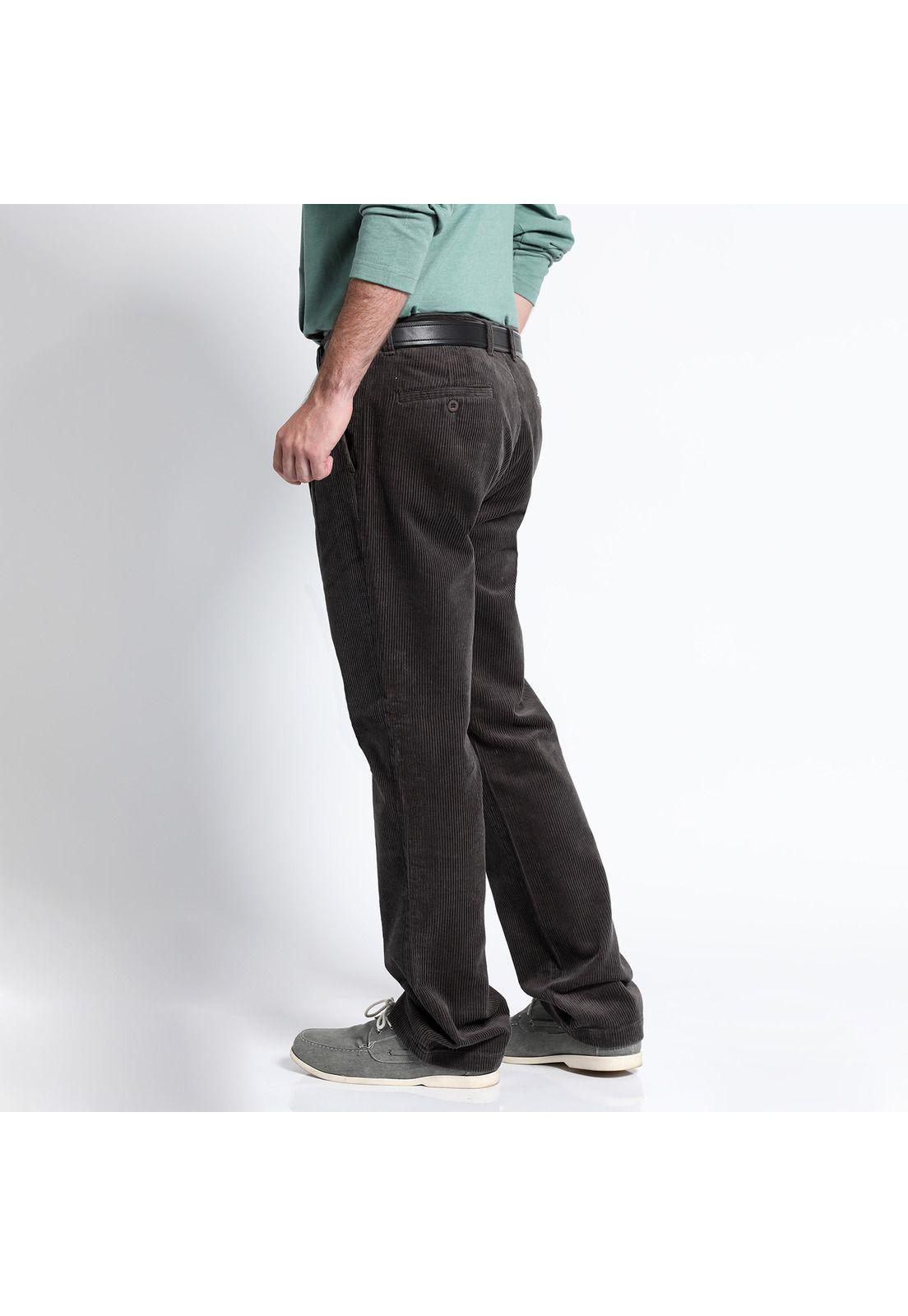 Pantalón Cotelé Con Pinzas Gris-1