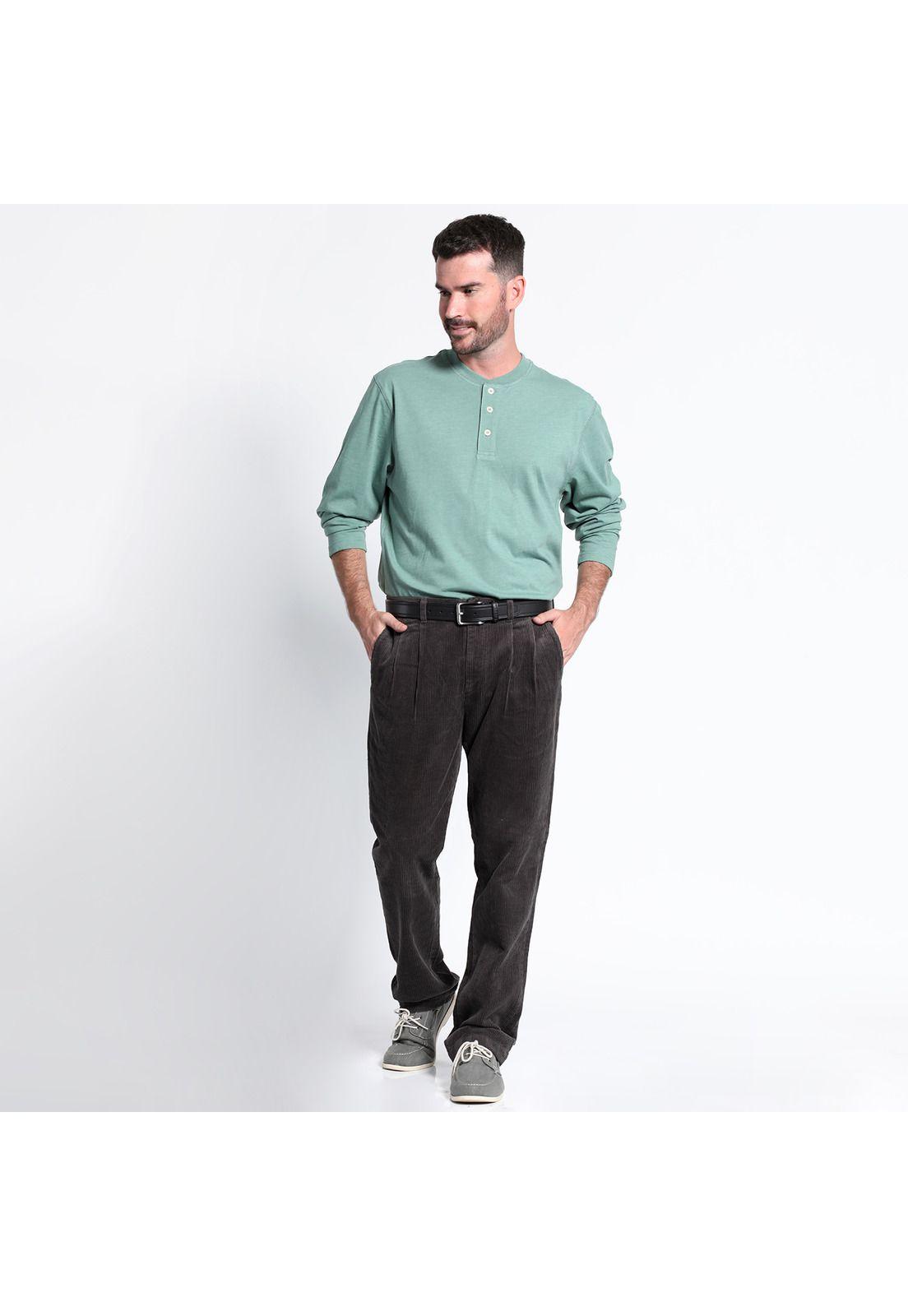 Pantalón Cotelé Con Pinzas Gris-2