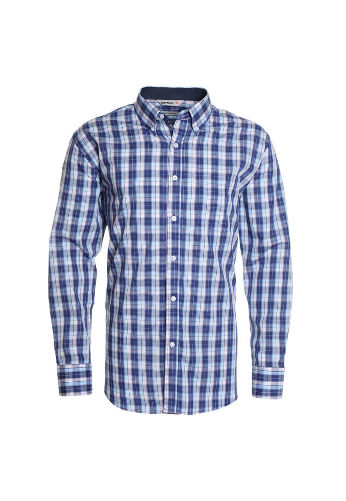 Camisa Fantasia Premium Manga Larga Boton Cuello Celeste-3