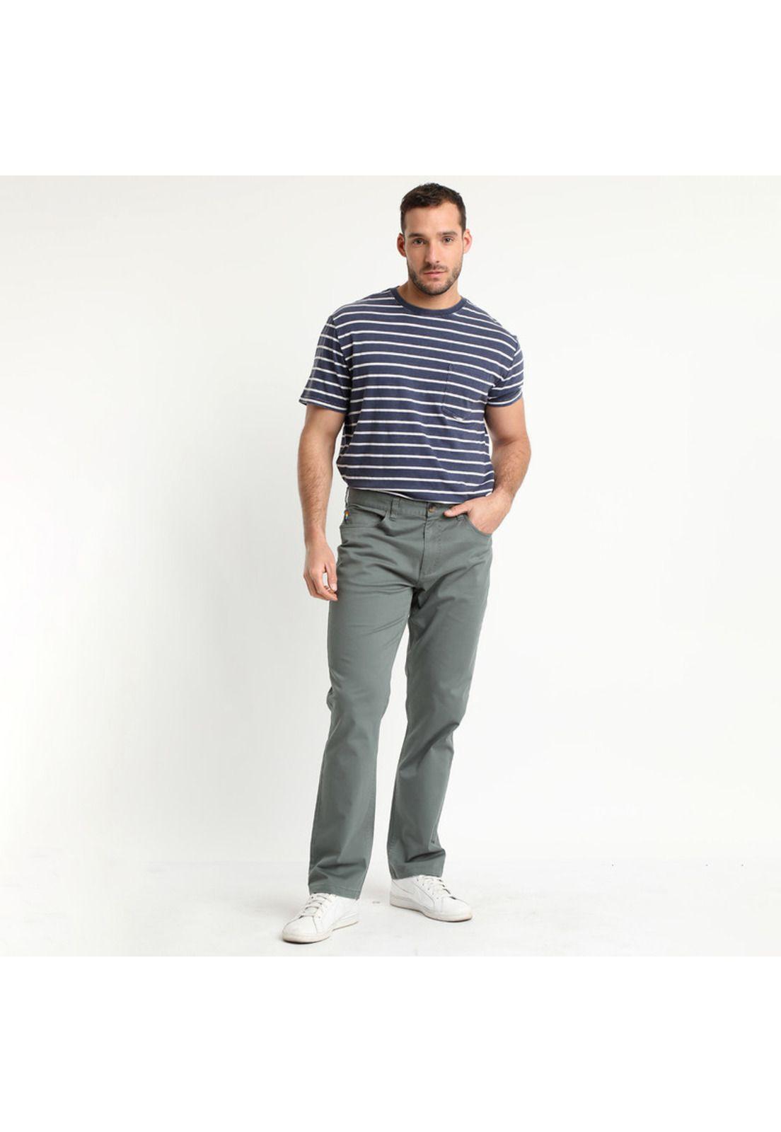 Pantalón Spandex 5 Bolsillos Regular Fit Verde Petróleo-0