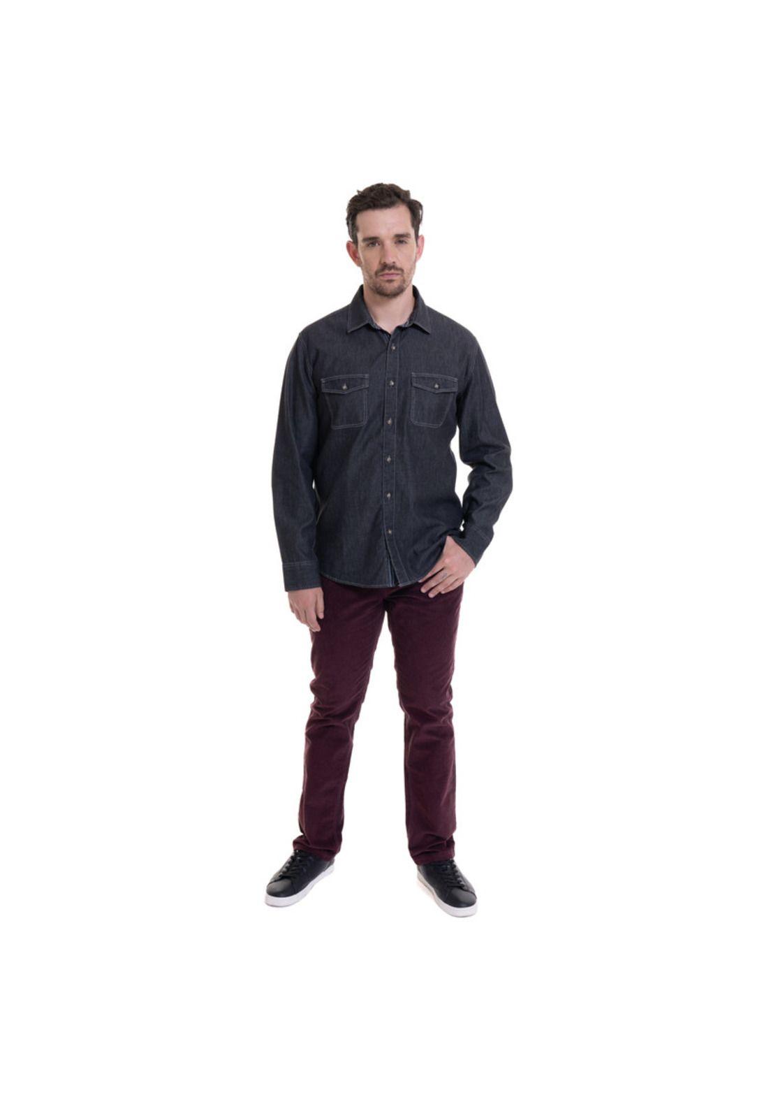 Camisa Denim Básica Gris Oscuro-2