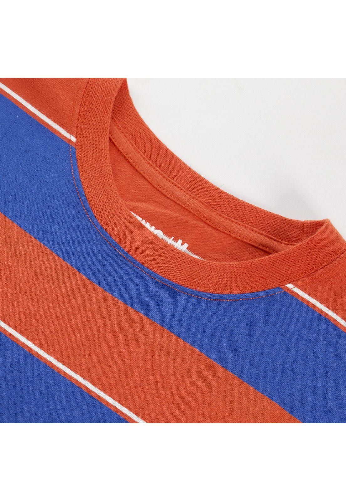 Polera Manga Corta Jersey Listada Cuello Redondo Coral-3