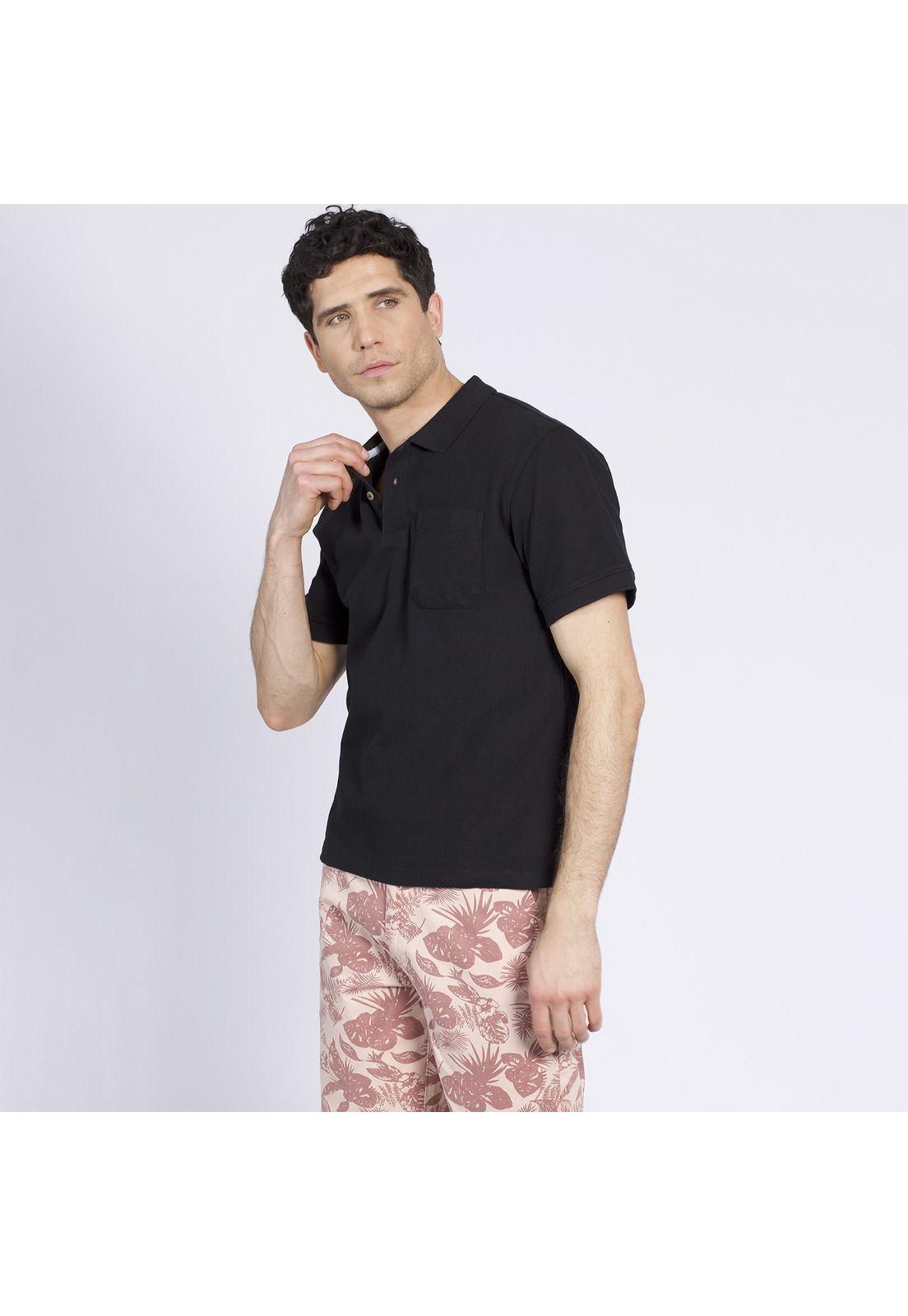 Polera Manga Corta Pique Lisa Negro-1