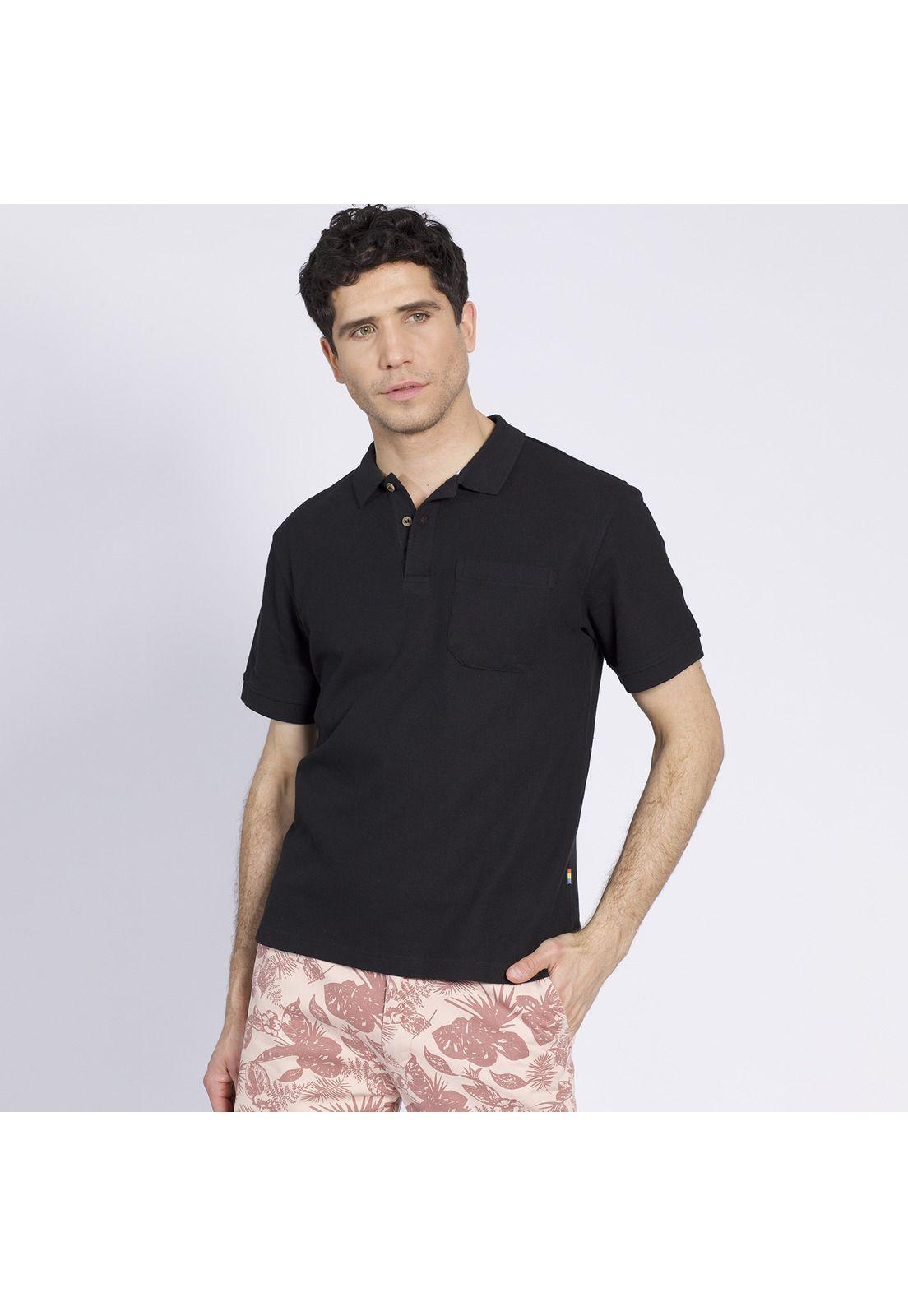 Polera Manga Corta Pique Lisa Negro-2