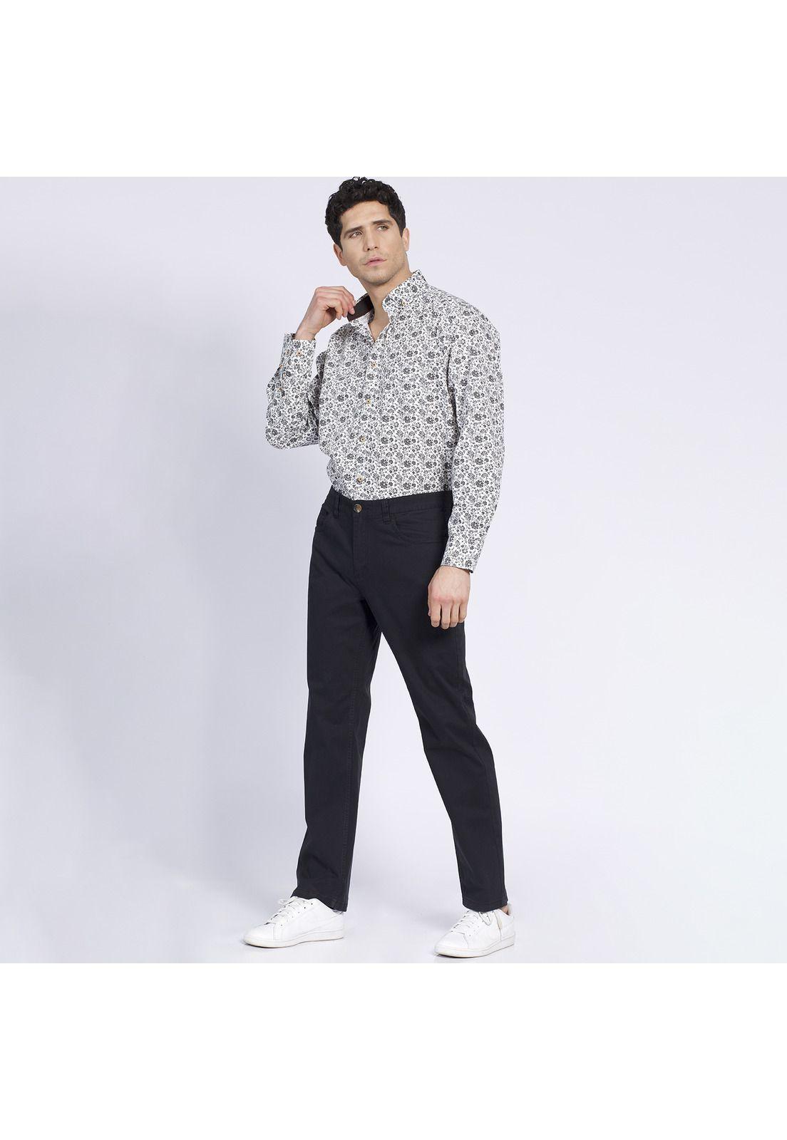 Pantalón Hombre 5 Bolsillos Regular Fit Spandex Negro-1