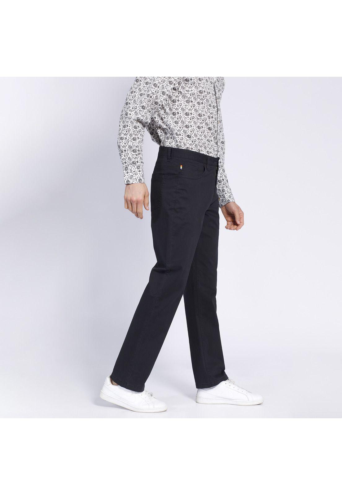Pantalón Hombre 5 Bolsillos Regular Fit Spandex Negro-2