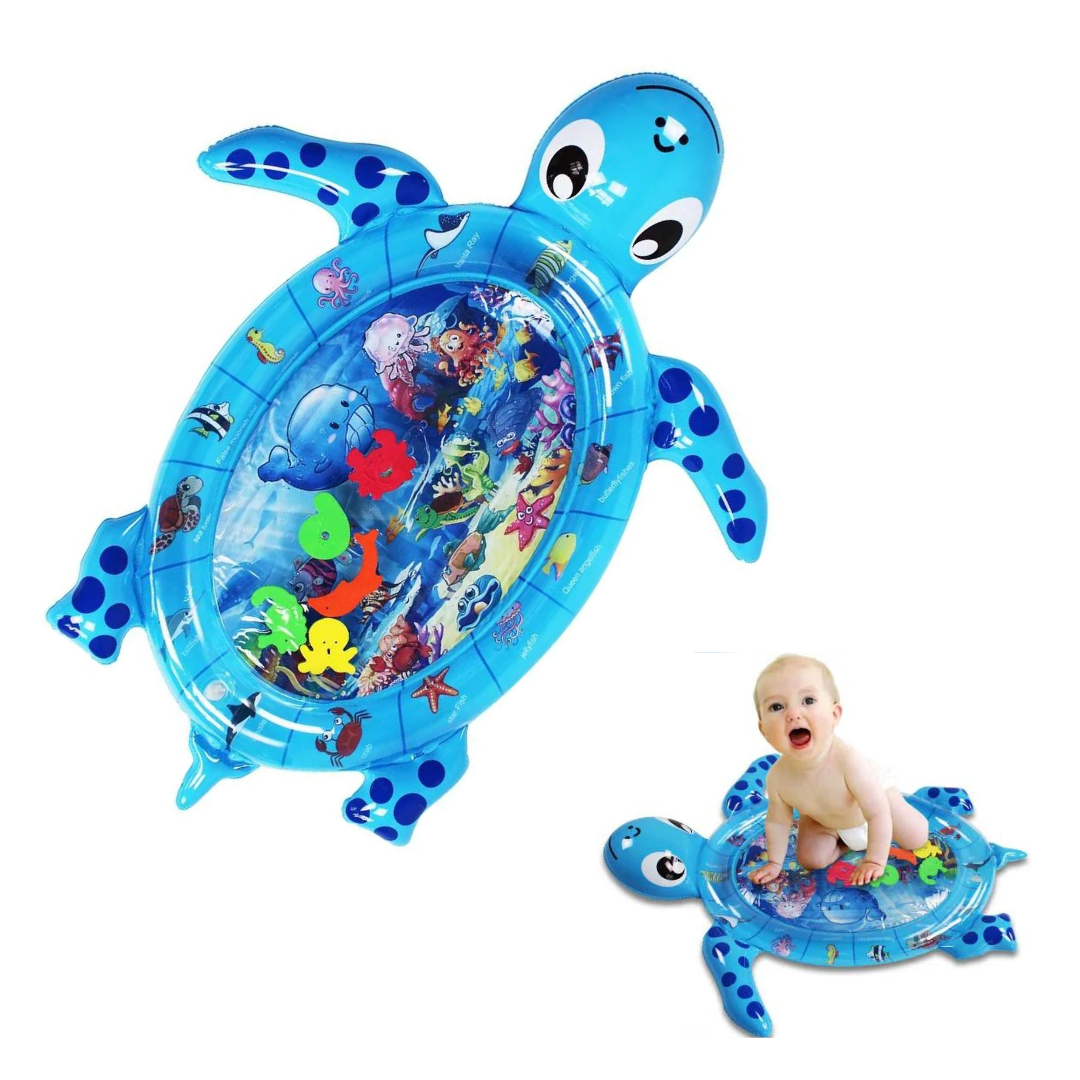 Alfombra Sensorial TORTUGA AZUL de Agua Inflable Bebés-0