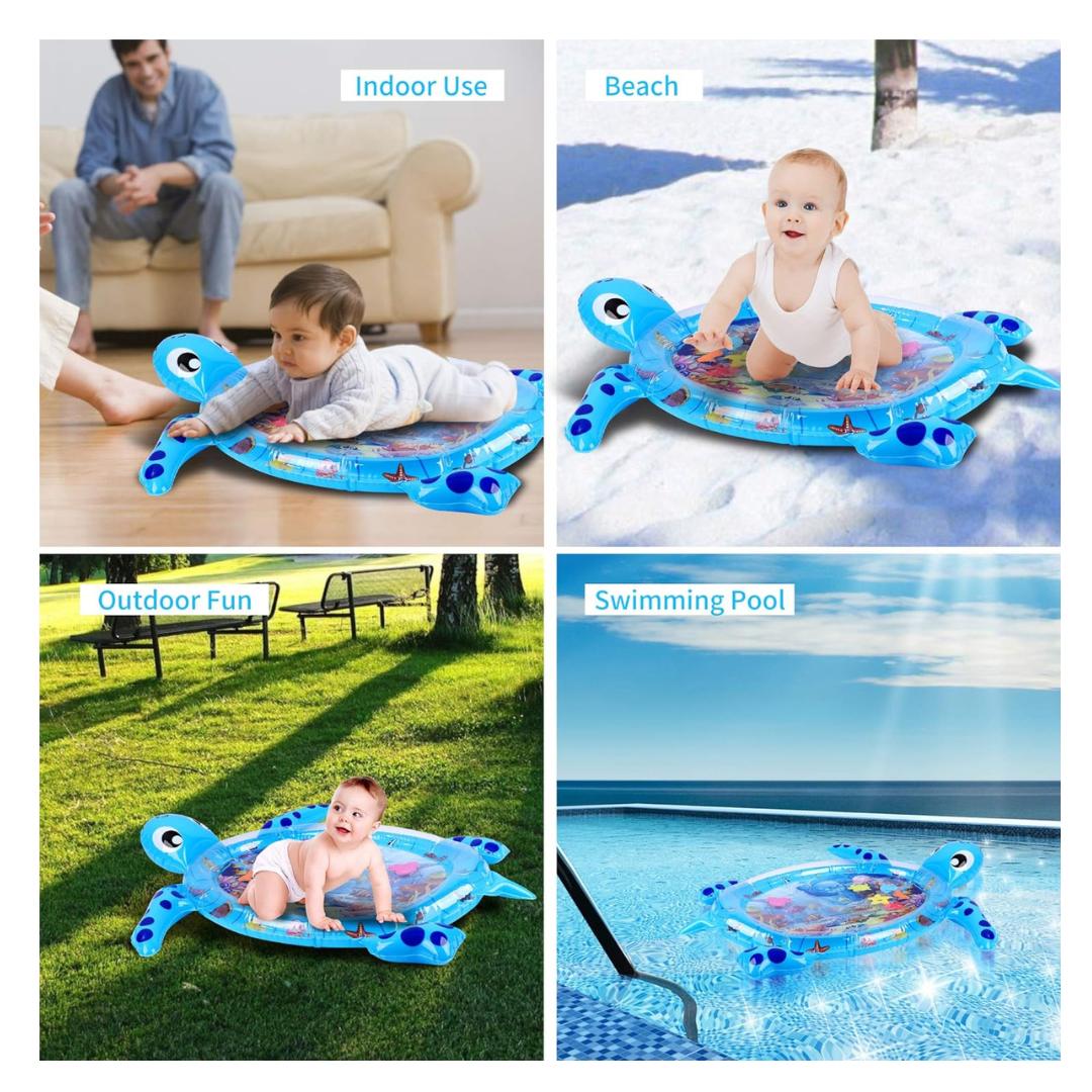 Alfombra Sensorial TORTUGA AZUL de Agua Inflable Bebés-3