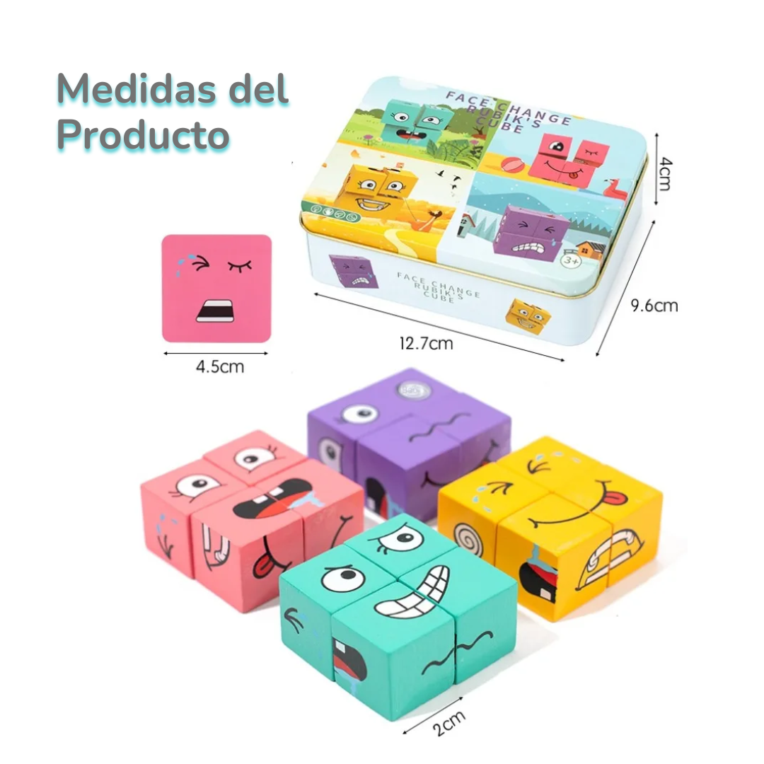 Juego de EMOCIONES Cubos de Madera Rompecabezas-1