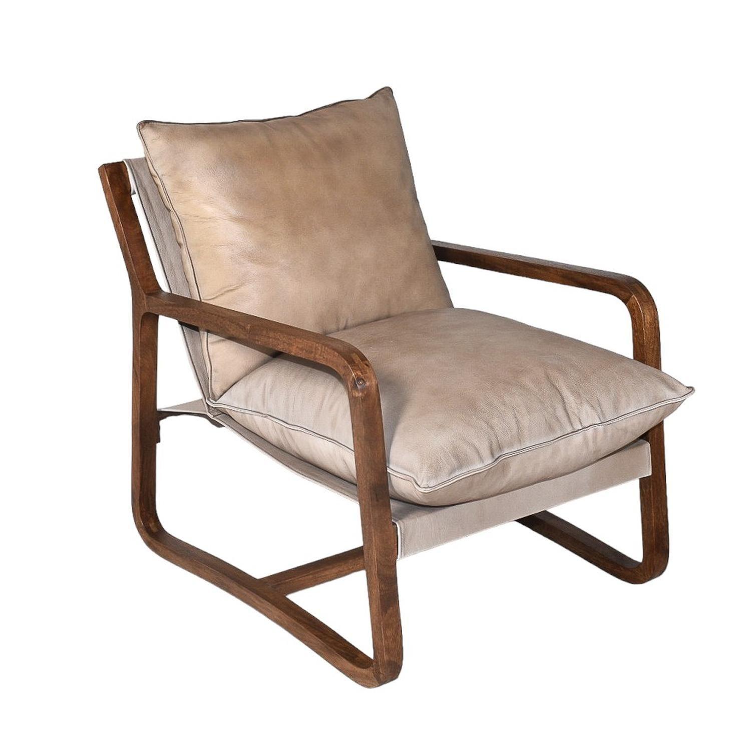 Sillón madera y cuero Beige Granada-0