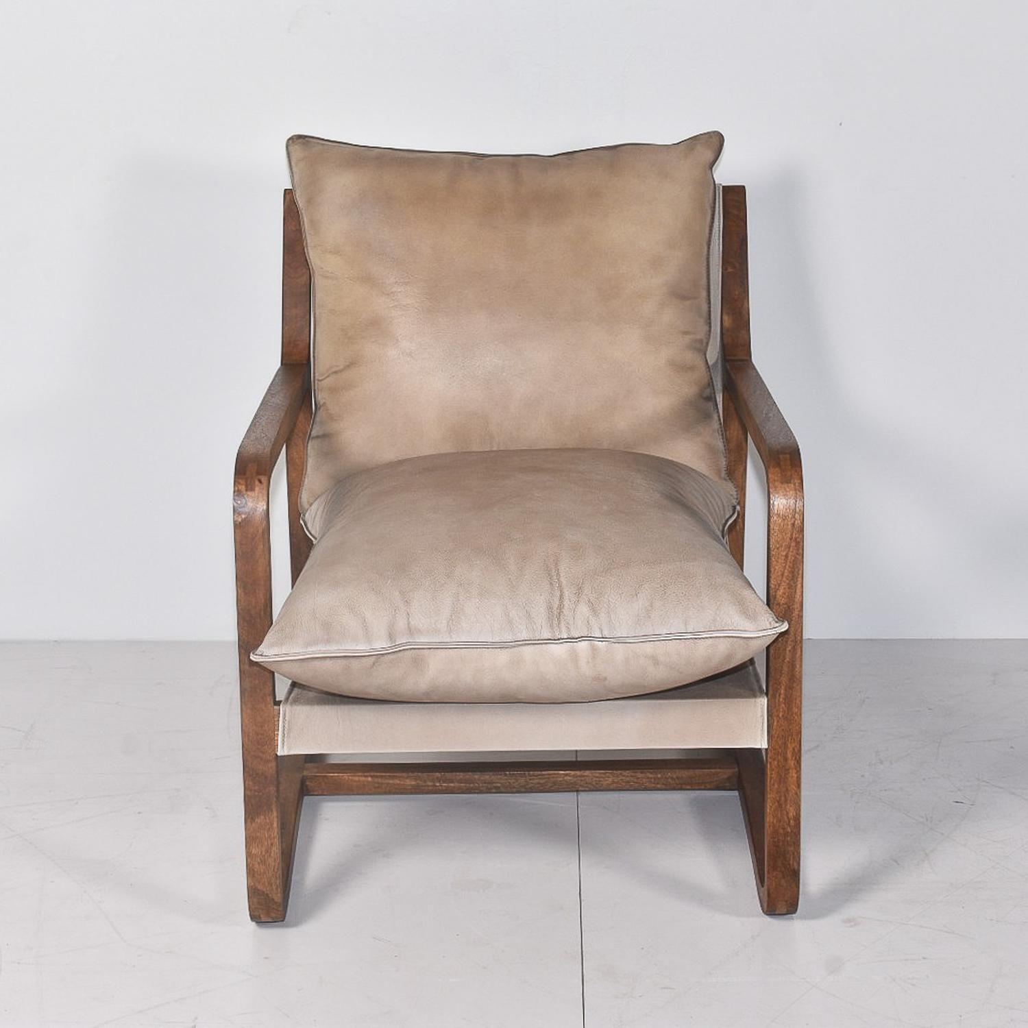 Sillón madera y cuero Beige Granada-1