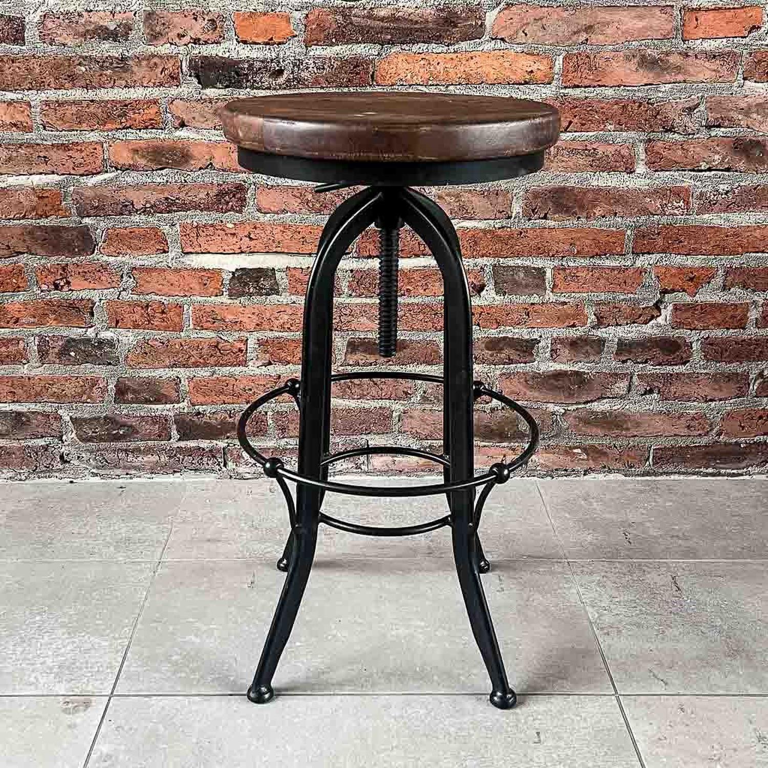 Taburete giratorio madera acacia color nogal-2