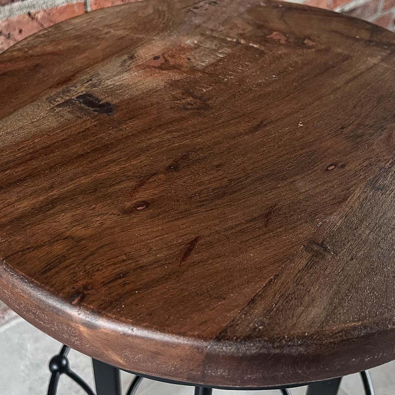 Taburete giratorio madera acacia color nogal-3