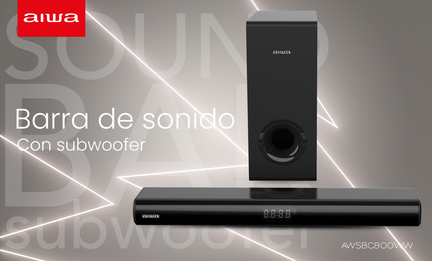 Barra De Sonido Aiwa Home Theaters 80w 2.1ch Aw-sbhc800w Negro 20hz-20khz-2