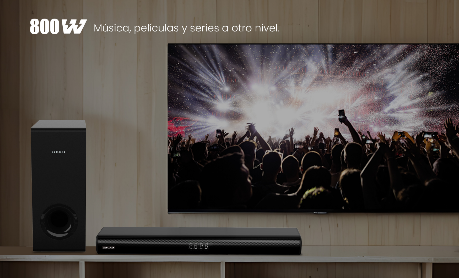 Barra De Sonido Aiwa Home Theaters 80w 2.1ch Aw-sbhc800w Negro 20hz-20khz-3