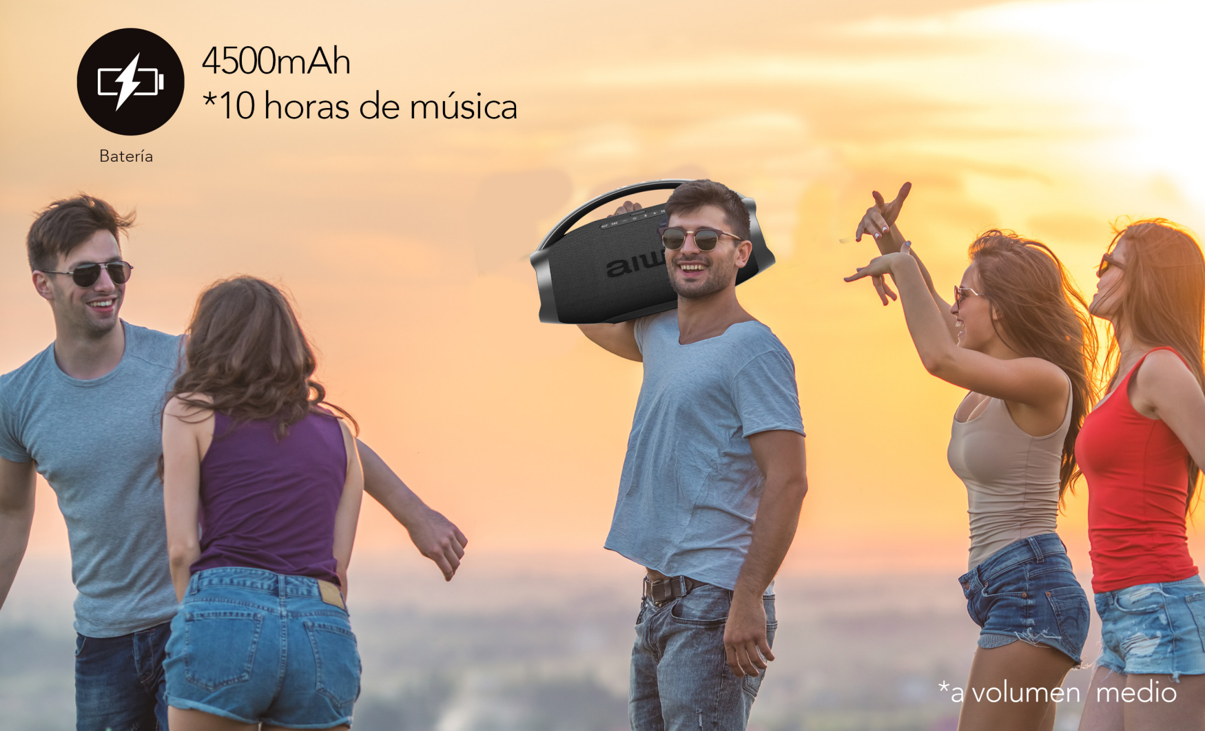 Parlante Portatil Bluetooth Aiwa Ipx6 Con Tws 130w Aw-h51bt Negro-4